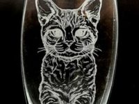 VASO VETRO INCISO "IL GATTO"