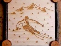 QUADRO IN LEGNO INCISO RUSTICO “Sci alpino vintage”